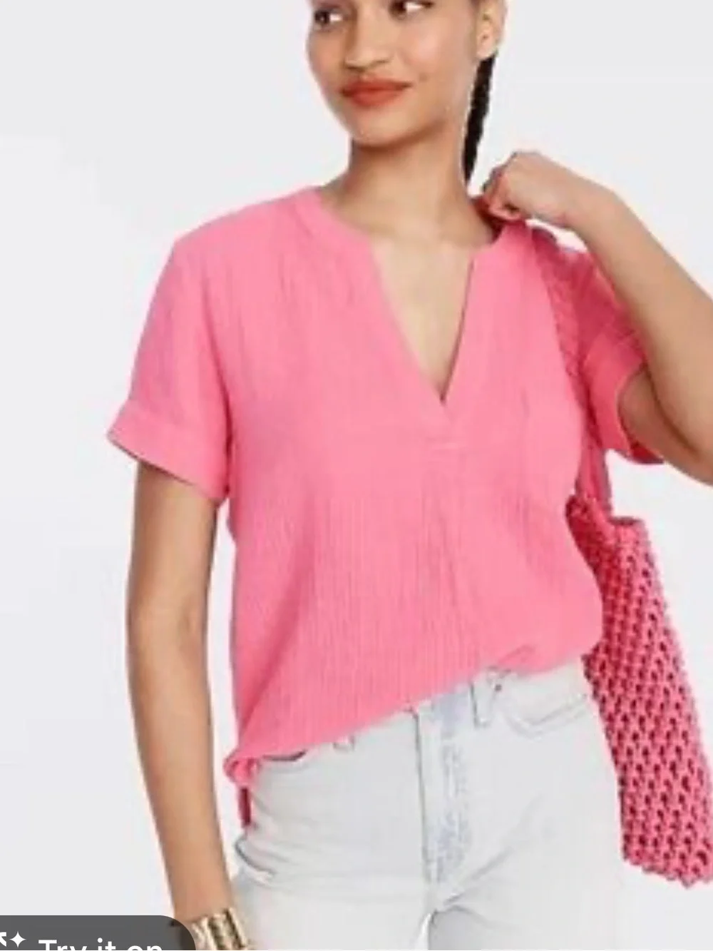 J. Crew V-Neck Soft Double-Gauze Popover Top M